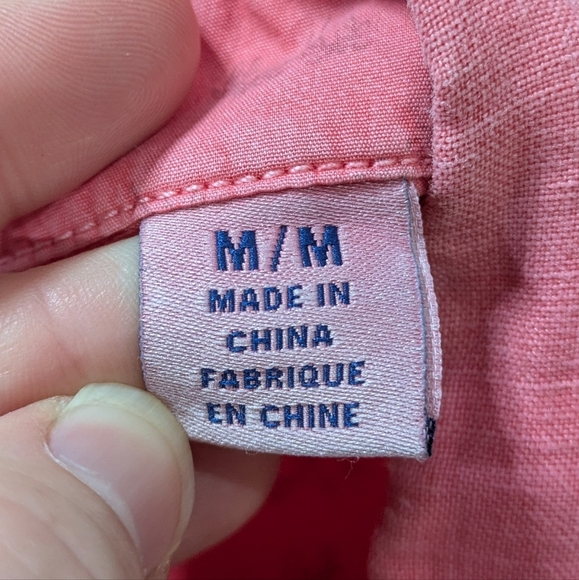 Tommy Bahama Salmon Pink Linen Button Up Short Sleeve Shirt M - Picture 7 of 9